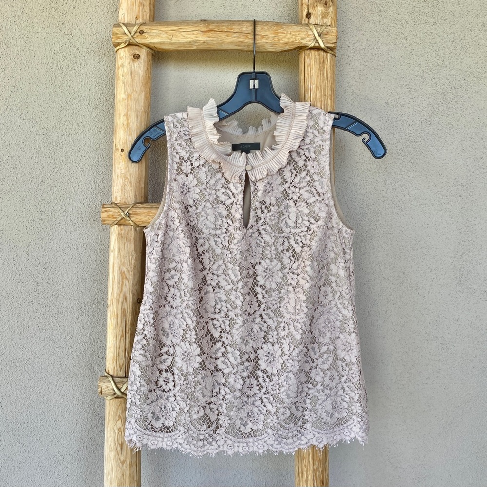 J CREW womens beige sleeveless lace top XS
